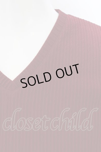 画像2: BERNINGS-SHO / ストライプジャガードVネックカットソー M ワイン O-24-07-23-010-BE-to-YM-ZT140 (2)