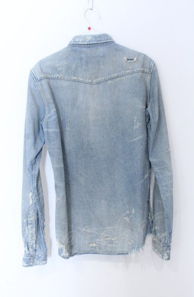 画像5: s'exprimer / ダメージデニムシャツ 44 インディゴ O-25-05-31-054-s'-sh-YM-ZT373 (5)