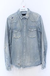 s'exprimer / ダメージデニムシャツ 44 インディゴ O-25-05-31-054-s'-sh-YM-OS
