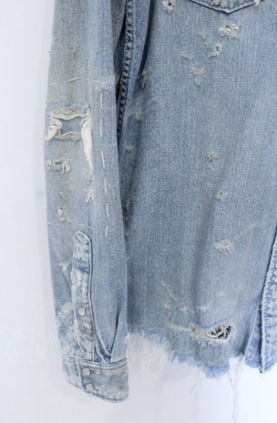 画像2: s'exprimer / ダメージデニムシャツ 44 インディゴ O-25-05-31-054-s'-sh-YM-ZT373 (2)