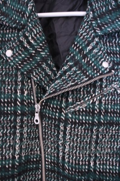 画像2: NO ID. BLACK / ダブルライダースジャケット ONE グリーン O-26-02-03-005-NO-ou-YM-OS (2)