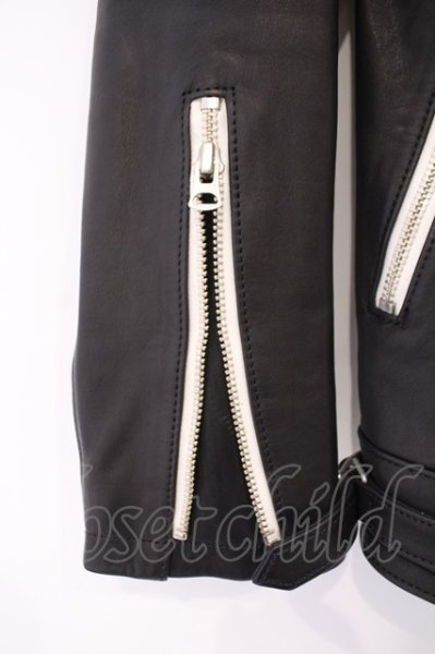 画像3: NO ID. / オイルドカウレザーシングルライダースジャケット 1 ブラックｘホワイト O-26-02-03-001-NO-ou-YM-OS (3)