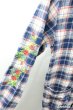 画像2: KMK(KINGLY MASK) ジャケット.袖刺繍チェックシャツ /パターン（ブルー）/M O-21-01-25-116-KM-ja-YM-ZT123 (2)