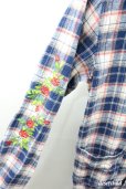 画像2: 【SALE】KMK(KINGLY MASK) ジャケット.袖刺繍チェックシャツ /パターン（ブルー）/M O-21-01-25-116-KM-ja-YM-ZT123 (2)