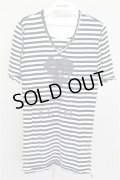 【セール】FranCisT_MOR.K.S. Tシャツ.ハイビスカルボーダーVネック /ブラック×ホワイト/2 T-21-06-09-011-Fr-ts-KN-ZT153