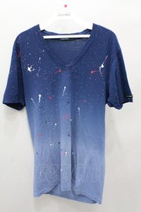 【SALE】GUILD PRIME Tシャツ.ペインティンググラデーションVネック /ブルー/1 O-21-08-06-031-GU-to-YM-ZT005