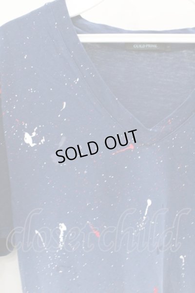画像2: GUILD PRIME Tシャツ.ペインティンググラデーションVネック /ブルー/1 O-21-08-06-031-GU-to-YM-ZT005