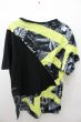 画像2: #ootd Tシャツ.PINKISH NEON 柄メッシュ切り替え /ブラックｘイエロー/L O-21-08-16-016-Wr-ts-YM-ZT071 (2)