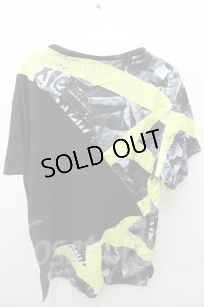 画像2: #ootd Tシャツ.PINKISH NEON 柄メッシュ切り替え /ブラックｘイエロー/L O-21-08-16-016-Wr-ts-YM-ZT071 (2)