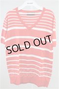 【SALE】DOWBL Tシャツ.ボーダーVネックニット【現在買取対象外】 /レッド/44 T-21-09-10-006-DO-ts-ET-ZT167