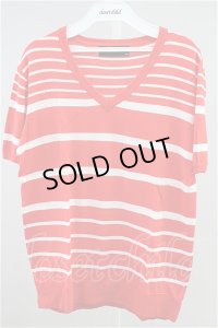 【SALE】DOWBL Tシャツ.ボーダーVネックニット【現在買取対象外】 /レッド/44 T-21-09-10-006-DO-ts-ET-ZT167