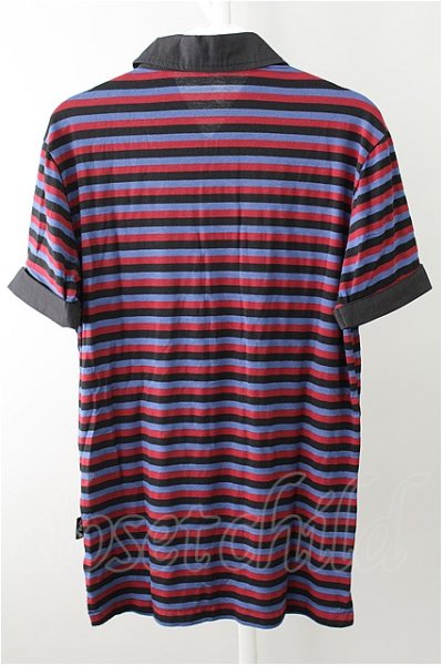 画像2: Deadly Jester シャツ.クレリックボーダーポロ /ネイビーｘレッド/S T-21-09-23-001-De-to-NA-ZT152 (2)