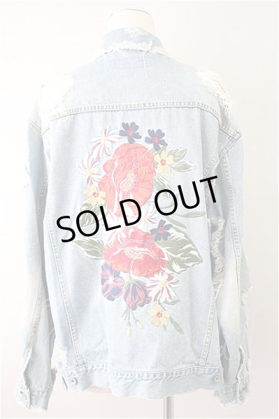 画像2: LEGENDA ジャケット.FlowerEmbroideryヴィンテージクラッシュデニム /インディゴ/M T-21-09-24-001-LE-ja-KN-ZT267 (2)