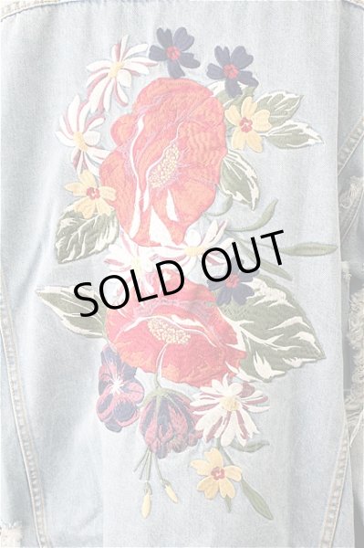 画像5: LEGENDA ジャケット.FlowerEmbroideryヴィンテージクラッシュデニム /インディゴ/M T-21-09-24-001-LE-ja-KN-ZT267 (5)