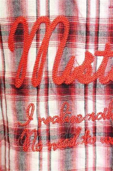 画像3: MIDAS シャツ.チェック刺繍カットオフ /レッドチェック/2 T-21-10-07-003-MI-sh-NA-ZT238 (3)