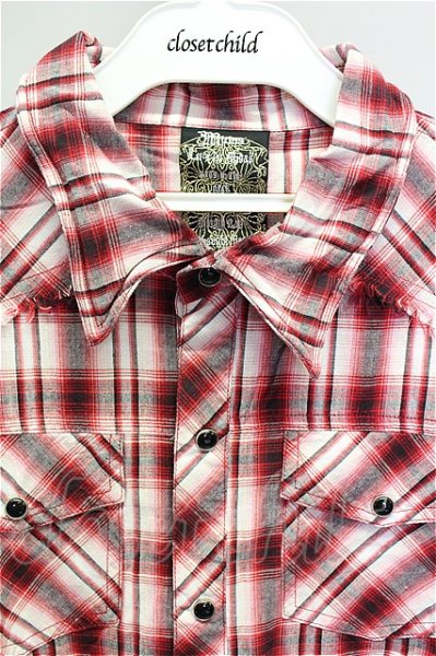 画像4: MIDAS シャツ.チェック刺繍カットオフ /レッドチェック/2 T-21-10-07-003-MI-sh-NA-ZT238 (4)