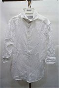 【WINTERセール】BUFFALO BOBS シャツ.LORENZO-ESTATEリネン混 ホリゾンタルカラー5分袖 /ホワイト/1-2 S-21-10-28-1014-BU-sh-KN-ZT268