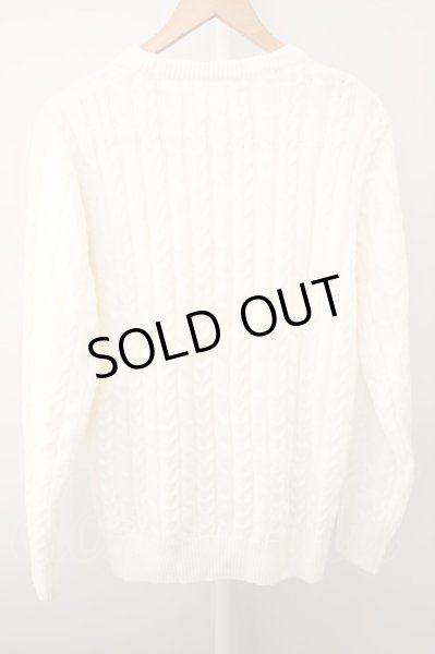 画像2: LHP ニット.7ゲージケーブルクルーネック /ホワイト/M T-21-11-19-008-LH-to-KN-ZT009 (2)