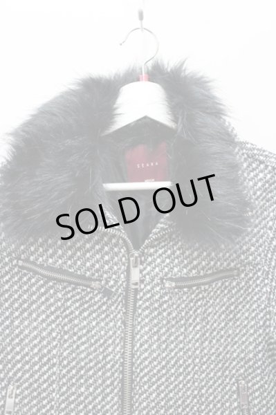 画像2: SEANA ジャケット.ファー襟ウールシングル /ブラックｘホワイト/M O-21-12-16-048-SE-ja-YM-ZT-M109 (2)