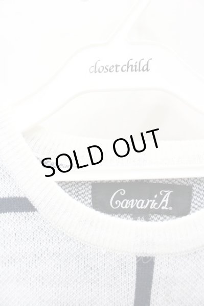 画像2: CavariA ニット.チェックプルオーバー /ホワイトｘネイビー/44 O-21-12-26-081-Ca-to-YM-ZT163 (2)