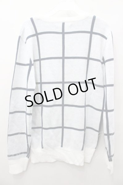 画像4: CavariA ニット.チェックプルオーバー /ホワイトｘネイビー/44 O-21-12-26-081-Ca-to-YM-ZT163 (4)