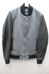 【WINTERセール】GALLIS ADDICTION ジャケット.ラムレザー切り替えメルトン /グレーｘブラック/3 O-21-12-29-026-ET-ja-YM-ZT-ML019