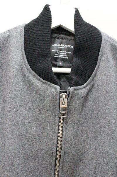 画像2: GALLIS ADDICTION ジャケット.ラムレザー切り替えメルトン /グレーｘブラック/3 O-21-12-29-026-ET-ja-YM-ZT-ML019 (2)