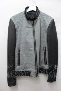 【SALE】Luv maison ジャケット.ゴートレザー切り替えハウンズトゥースシングルライダース / O-22-01-20-037-Lu-ja-YM-ZT-ML014