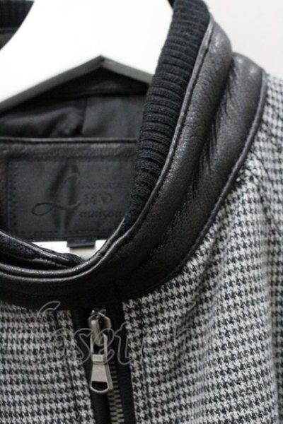 画像2: 【SALE】Luv maison ジャケット.ゴートレザー切り替えハウンズトゥースシングルライダース / O-22-01-20-037-Lu-ja-YM-ZT-ML014
