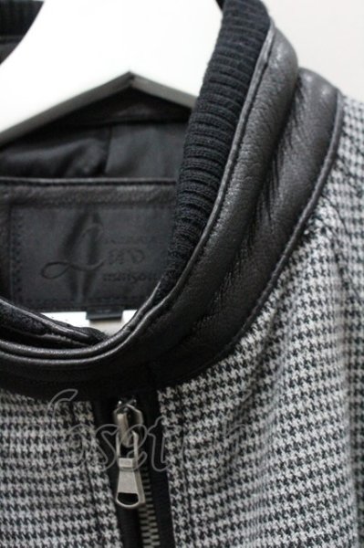 画像2: Luv maison ジャケット.ゴートレザー切り替えハウンズトゥースシングルライダース / O-22-01-20-037-Lu-ja-YM-ZT-ML014 (2)