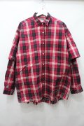 【WINTERセール】VANQUISH シャツ.ドッキングBIG /レッド/ O-22-05-22-021-VA-sh-YM-ZT265