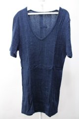 【SALE】NO ID. Tシャツ.Vネック /ブルー/2 S-22-06-05-1021-NO-ts-KN-ZT300