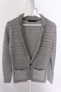 【SALE】FUGA ジャケット.Corazon ニットテーラード /ブラックｘホワイト/44