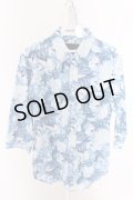 【SALE】Luv maison シャツ.ボタニカル総柄六分袖 /ブルー/44 O-22-06-13-070-Lu-sh-YM-ZT319