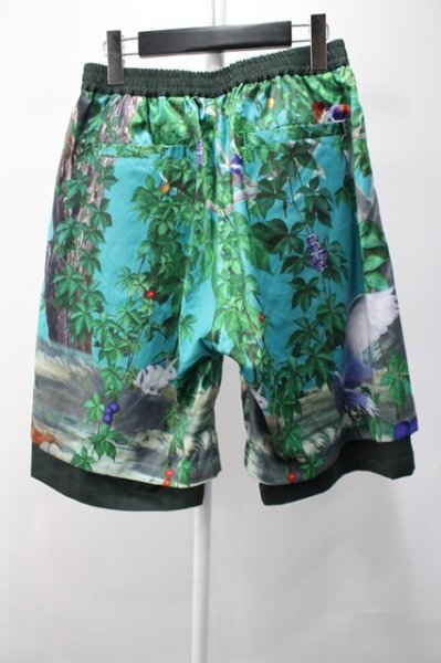 画像2: NO ID. パンツ.スカーフ切替レイヤードハーフ /グリーン/1 S-22-06-18-1034-NO-pa-KN-ZT307 (2)