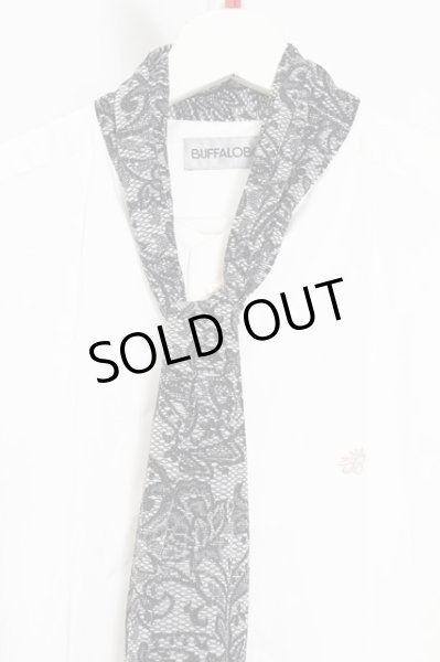 画像2: BUFFALO BOBS シャツ.TIE A TIE-LACE(タイアタイ レース)スカーフ付サテンとろみ /ホワイト/1-2 O-22-07-24-014-BU-sh-YM-ZT446 (2)
