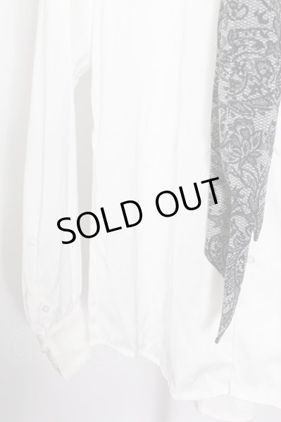 画像3: BUFFALO BOBS シャツ.TIE A TIE-LACE(タイアタイ レース)スカーフ付サテンとろみ /ホワイト/1-2 O-22-07-24-014-BU-sh-YM-ZT446 (3)