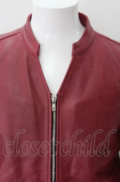 画像2: NO ID. ジャケット.カウレザーVネックシングルライダース /レッド/2 O-22-07-27-045-NO-ja-YM-ZT-ML020 (2)
