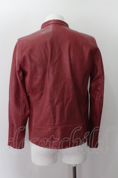 画像4: NO ID. ジャケット.カウレザーVネックシングルライダース /レッド/2 O-22-07-27-045-NO-ja-YM-ZT-ML020 (4)