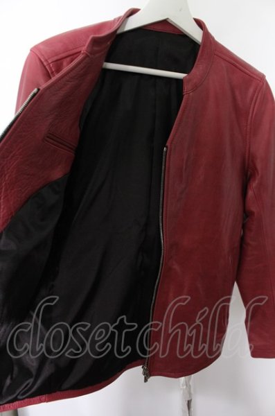 画像6: NO ID. ジャケット.カウレザーVネックシングルライダース /レッド/2 O-22-07-27-045-NO-ja-YM-ZT-ML020 (6)