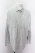 【WINTERセール】ZARA シャツ.カノコストライプビッグ /ブルー/EUXL O-22-08-07-020-ZA-sh-YM-ZT363