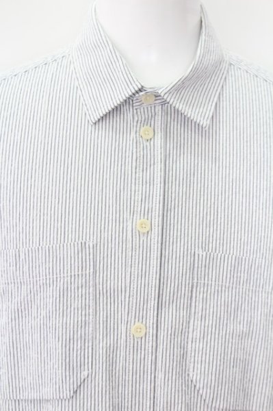 画像2: ZARA シャツ.カノコストライプビッグ /ブルー/EUXL O-22-08-07-020-ZA-sh-YM-ZT363 (2)