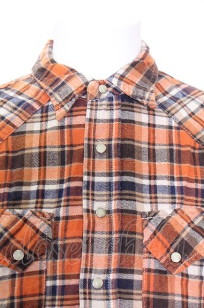 画像2: Moonage Devilment(清春) シャツ.チェックウエスタン /オレンジ/46 O-22-08-19-043-Mo-sh-YM-ZT334 (2)