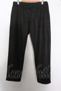 【WINTERセール】Luv maison パンツ.ムラ染めヘリンボーンポリスラックス /ブラック/46 O-22-08-19-114-Lu-pa-YM-ZT326