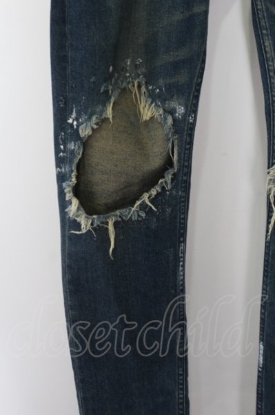 画像3: NO ID. パンツ.RESURRECTION コラボ ストレッチデニムデストロイ加工スキニー /インディゴ/2 O-22-08-31-127-NO-pa-YM-ZT241 (3)