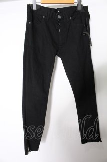 ファガッセン　BUTTLE 28 FAGASSENT / BATTLE ダメージデニムパンツ 28 ブラックxレッド