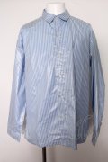 【WINTERセール】AIVER シャツ.ストライプPUコーティングL/S /サックス/M O-22-09-04-016-ET-sh-YM-ZT074
