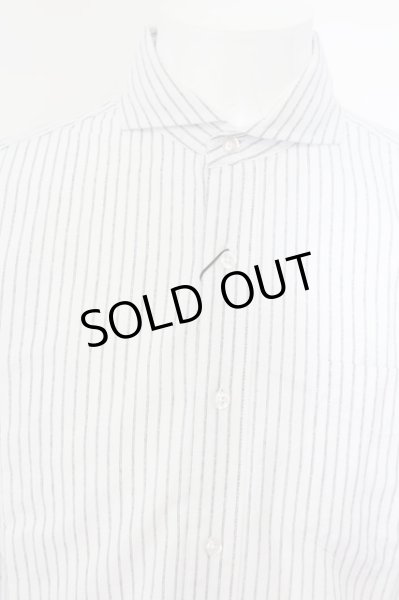 画像2: CavariA シャツ.綿麻ホリゾンタルカラー /ストライプホワイト/46 O-22-09-12-044-Ca-sh-YM-ZT445 (2)