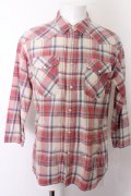 【WINTERセール】JACKROSE シャツ.ワイドチェックネル /レッド/3 O-22-09-12-078-JA-sh-YM-ZT185