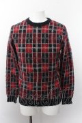 【WINTERセール】GOSTAR DE FUGA ニット.FASCINATEDオンブレーチェック /レッドｘブラック/44 O-22-09-22-031-GO-to-YM-ZT083